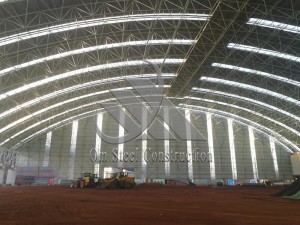 Bolted Ball Space Frame Prefab Steel Structure Barrel Vaults Bolt Ball Metal Space Frame For Coal Storage Shed