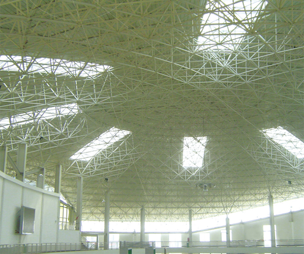 Space frame roof steel structure of exhibition hall