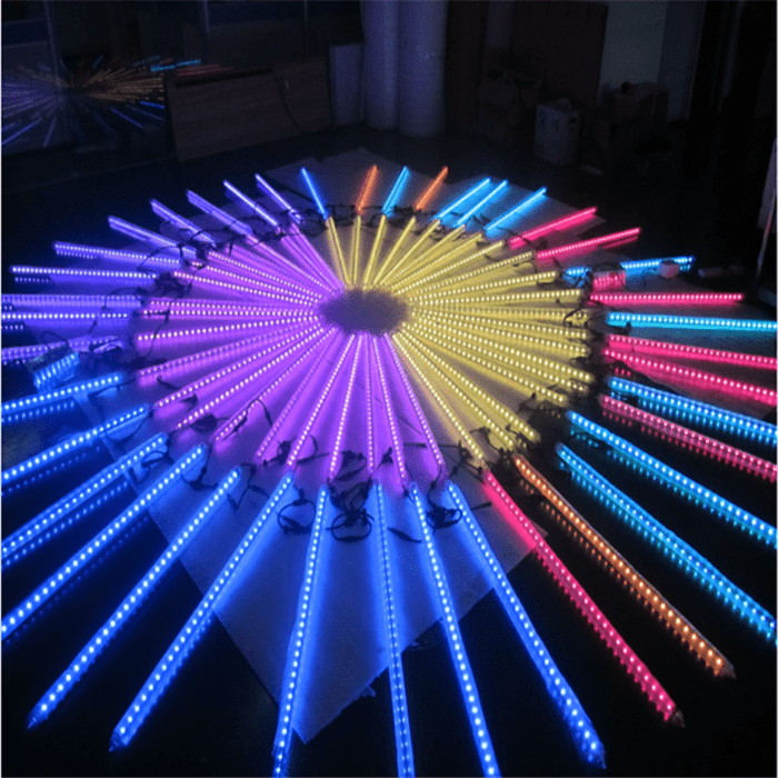 360-stopinjske dvojne stranske LED meteorne dežne luči, sinhrone glasbe
