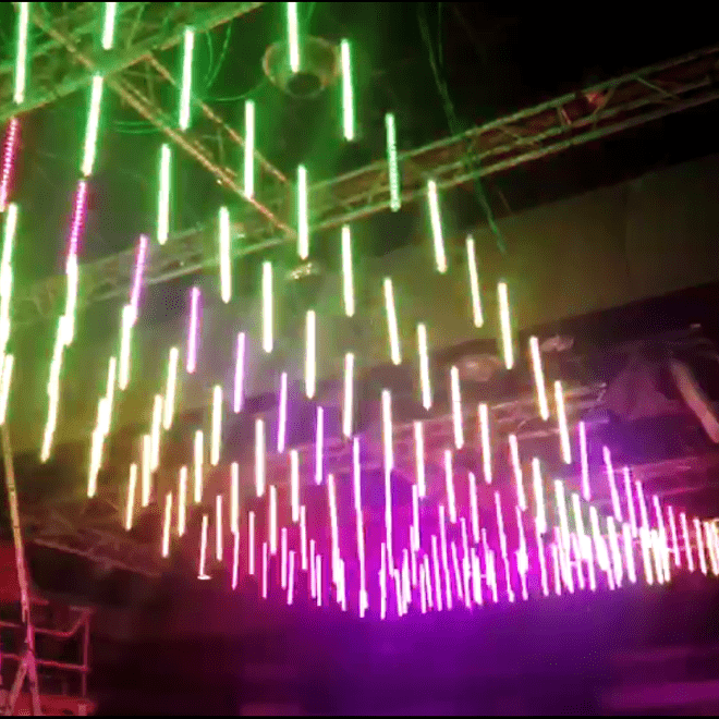 Ndriçimi i klubit rgb me efekt 3D Tub meteor LED i kontrollit të zërit DMX