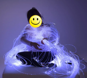 Plastik fiber optik ışıklar perde çocuklar için dekoratif duyusal oda
