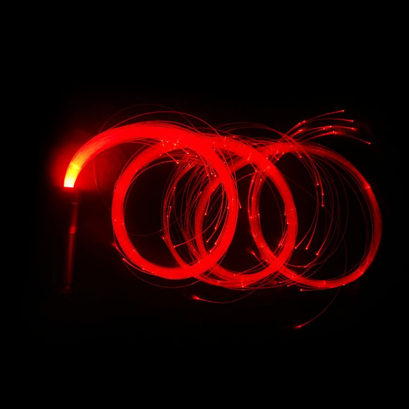 Қайта зарядталатын түрлі-түсті жарықты оптикалық талшықты жарықдиодты қамшы Rave кешіне арналған таңдаулы сурет