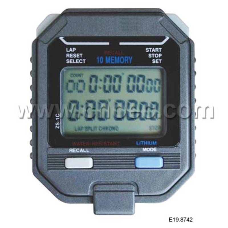 Electrical Stopwatch,2 Line Display, 10 Memory