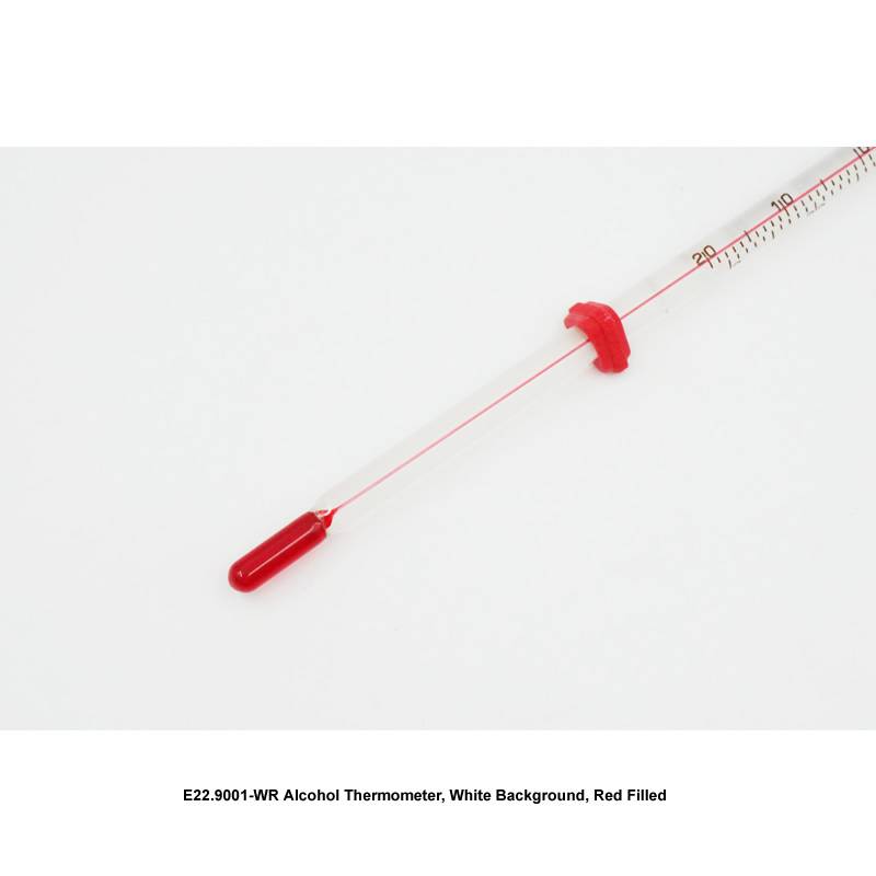 Alcohol Thermometer, White Background, Red Filled