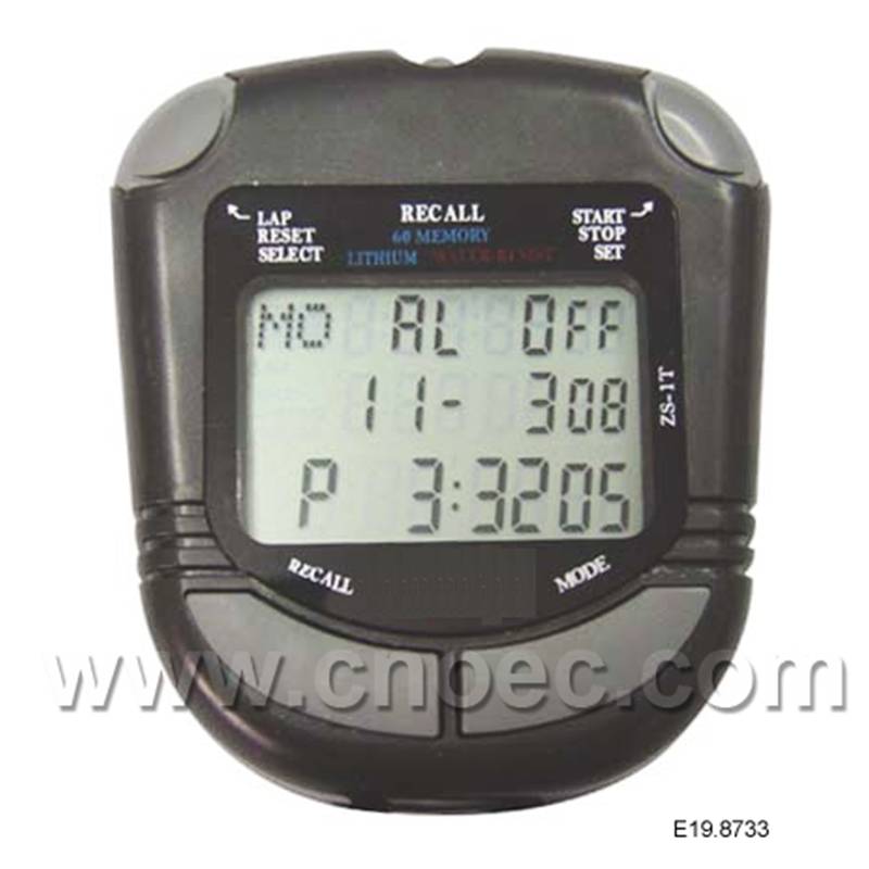 Electrical Stopwatch,3 Line Display, 60 Memory