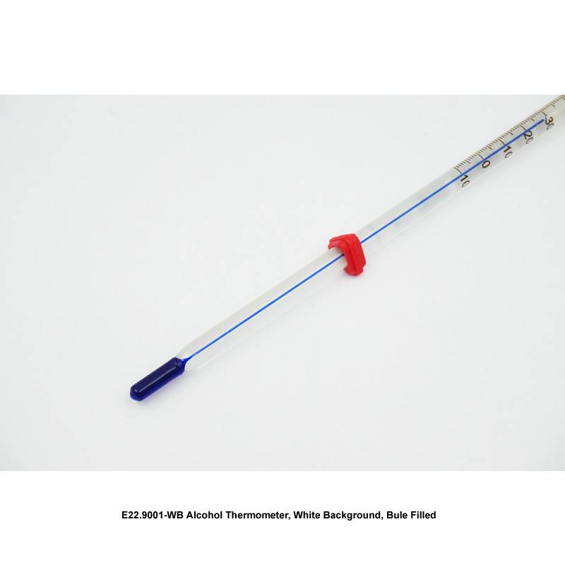 Alcohol Thermometer, White Background, Bule Filled