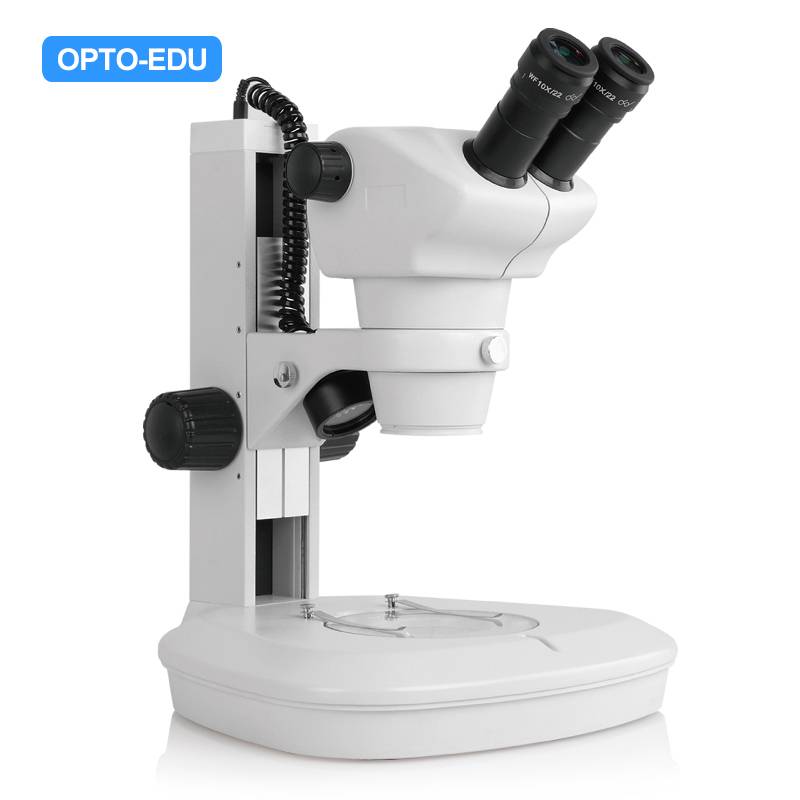 A23.1501-B2 Zoom Stereo Microscope, 0.8~5x, Binocular, Fan Stand Up/Bottom LED