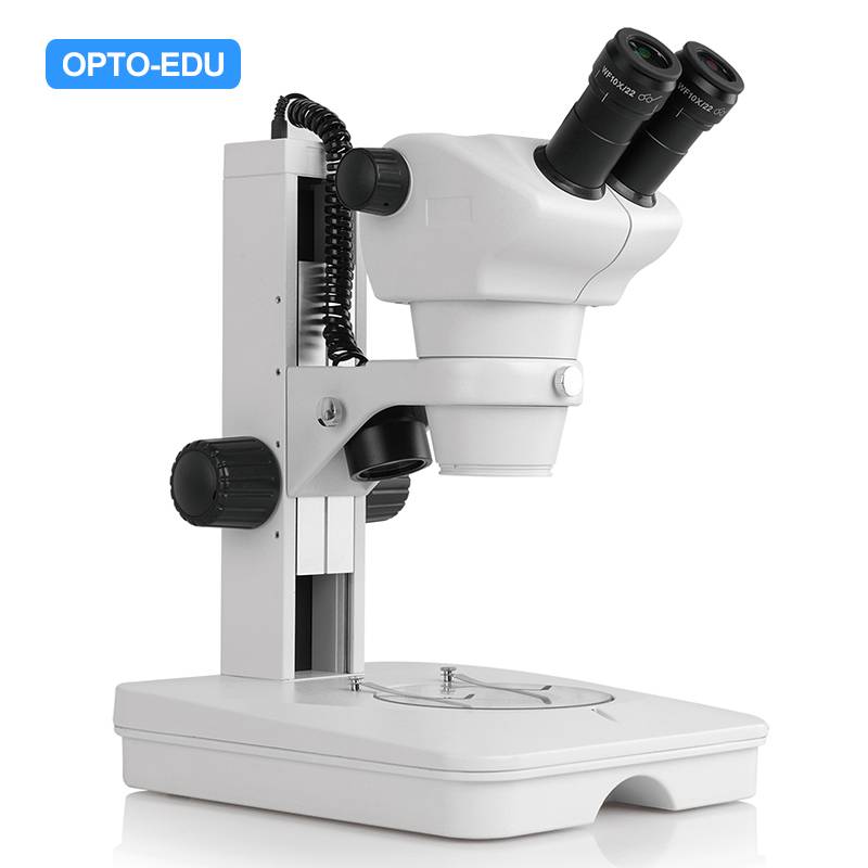 A23.1501-B4 Zoom Stereo Microscope, 0.8~5x, Binocular, Square Stand Up/Bottom LED