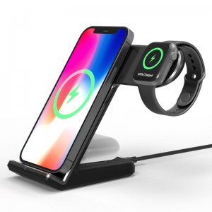 Fast qi 3 in 1 wireless charging stand quick charger para sa iphone 12, airpods