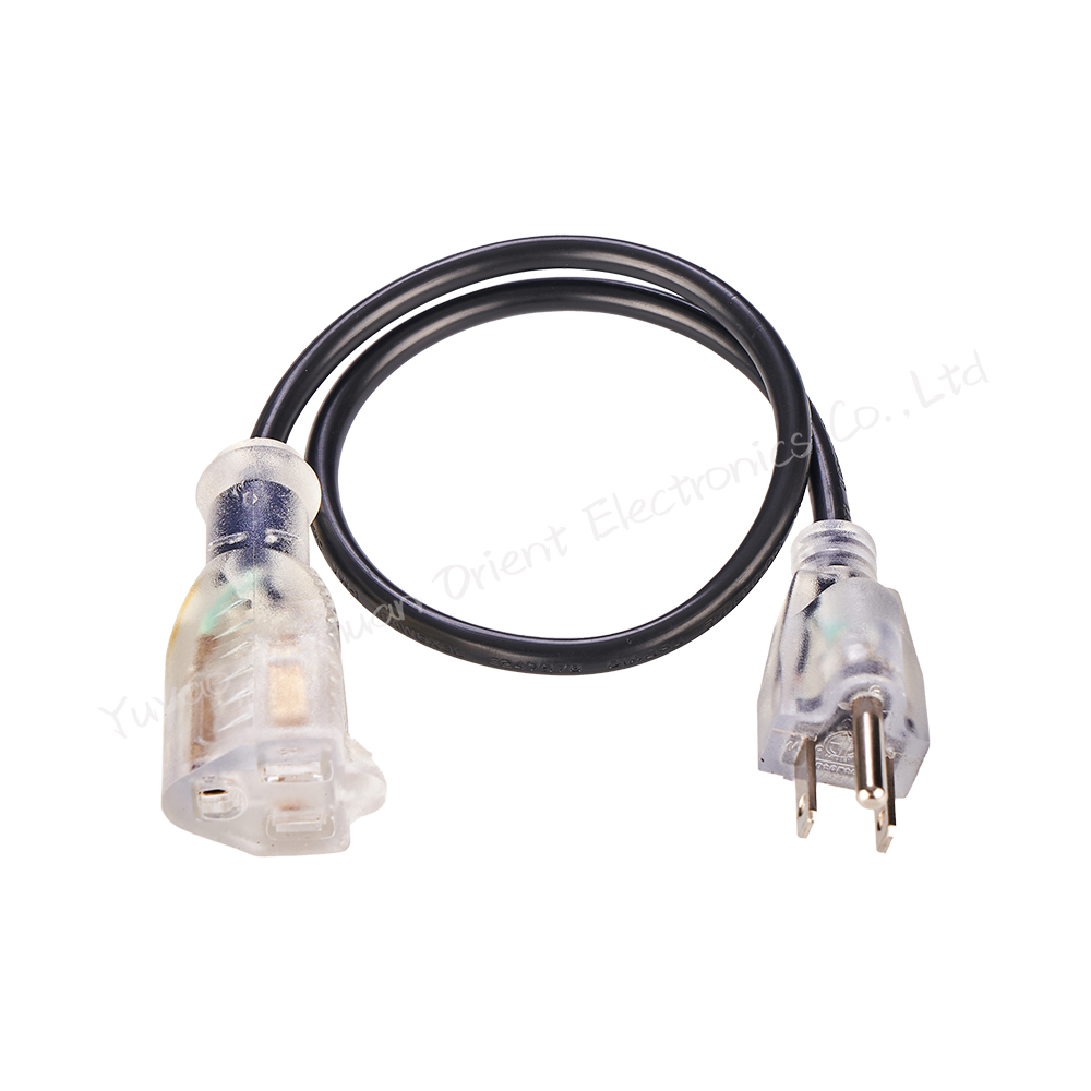 US 3 Pin Male To Female Extension Cord