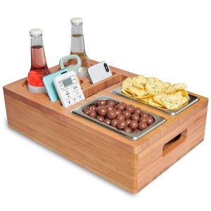 Bamboes Hout Bank Snack Caddy Skinkbord