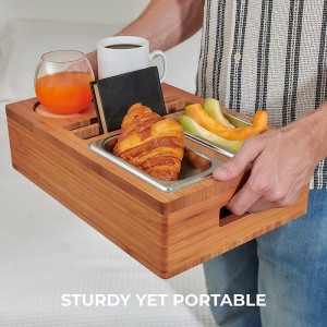 Bamboe Wood Couch Snack Caddy Tray