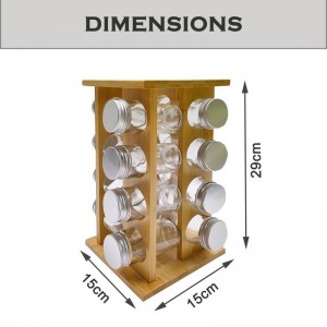 Blat de organizare a raftului de condimente din bambus rotativ la 360 de grade