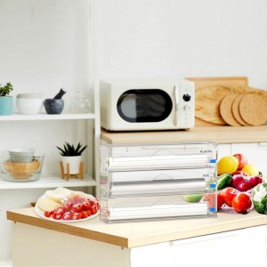 Acrylic Kitchen Laci Organizer kanggo Foil lan Bungkus Plastik