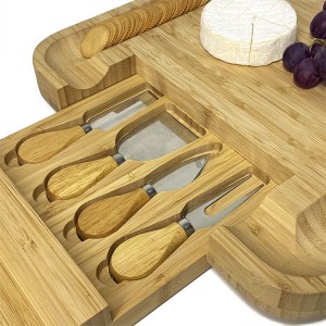 IWholesale yeNdalo ye-Bamboo Cheese Board ene-4 Knife Sets