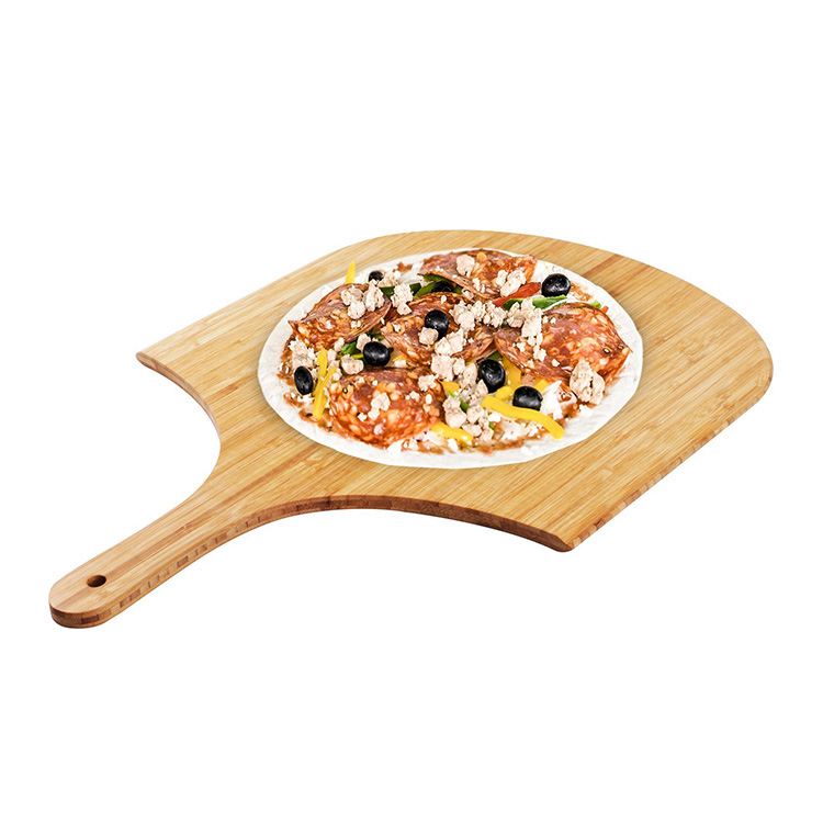 Taboleiro de pizza de madeira de bambú 100 % para panadería na casa Imaxe destacada