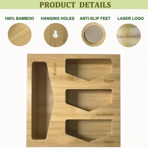 I-100% ye-Bamboo Food Bag Storage Organizer ye-Kitchen Drawer