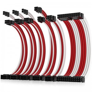 16 AWG ყდის გაფართოების კაბელი ATX/EPS/8-პინი PCI-E/6-პინი PCI-E PSU კაბელისთვის