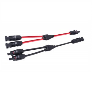 PV-kabel MC4 zonne-Y-tak 2 naar 1 zonne-takconnectoren