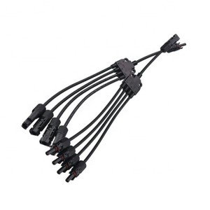 Njikọ Ogbe Solar Panel Parallel Connectors 1 ruo 4 Solar Cable Wire Plug 4 na 1 out mc4 njikọ