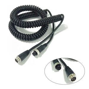 M12 spiral extension Cable 4Pin fléksibel jalu bikang Aviation waterproof Panyambungna