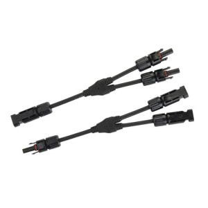 Solpanel Y-kabel 2 plugg till 1 uttag 300 mm mc4 hankontakt