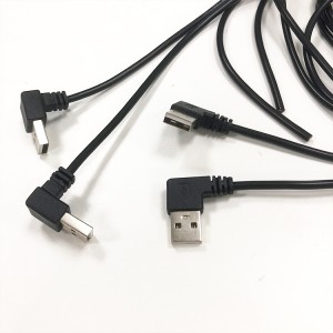 USB2.0-A اډاپټر کیڼ ښي زاویه نارینه نښلونکی توسیع کیبل تار