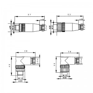 M12-Sensoranschluss, 3/4/5-poliger Stecker/Buchse, gerader/rechtwinkliger Stecker