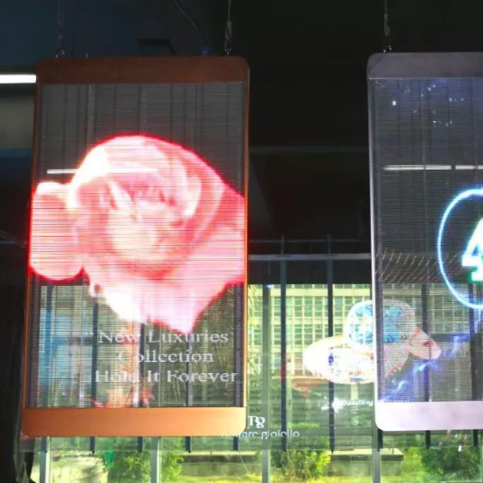 Screen Glass Flexible Outdoor Film Curtain Module P3.91 Price Window Transparent Led Display