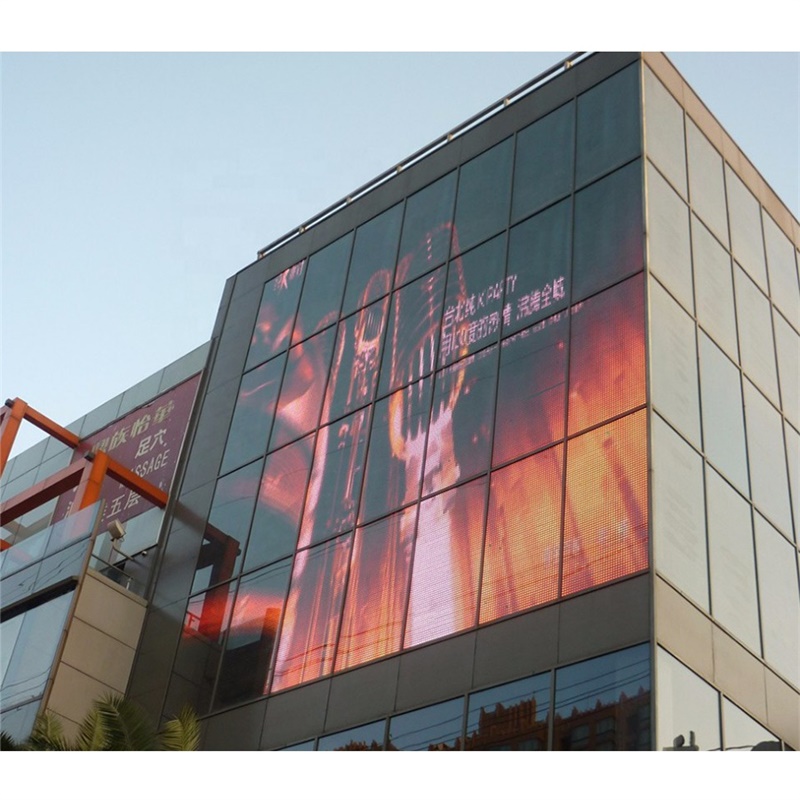 Custom large led media facade Energy saving full color HD LED video display screen outdoor transparent glass led display