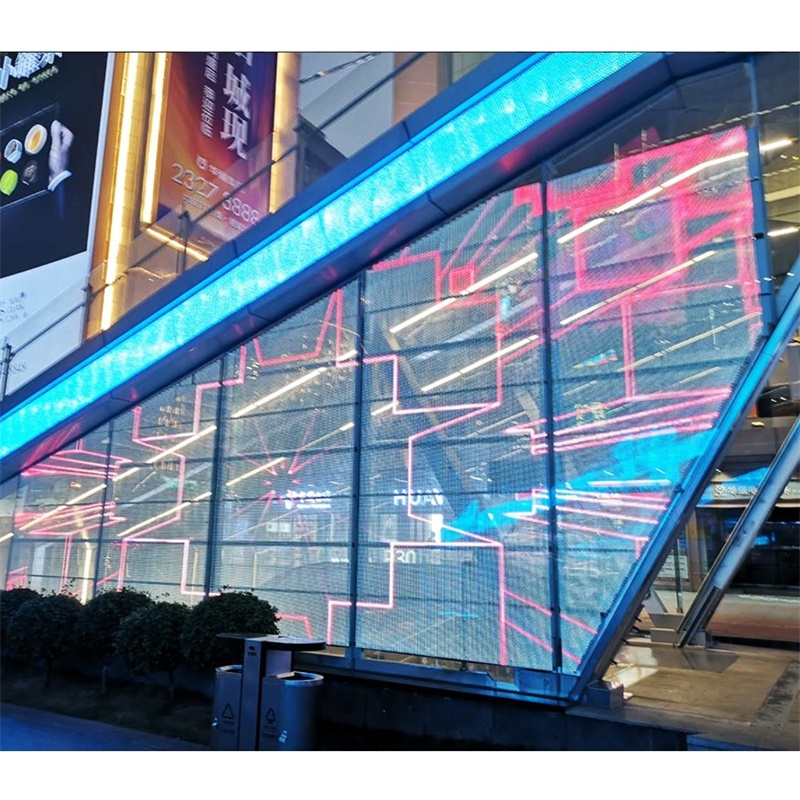 outdoor large advertising transparent media facade led lighting display