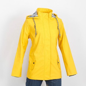 Su geçirmez moda sarı yağmurluk bayan ceket
