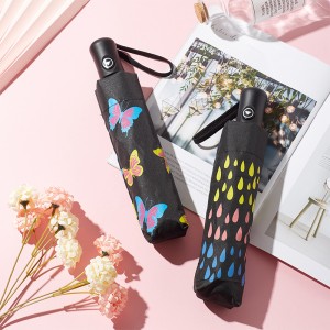 Paraguas con estampado de logotipo personalizado completamente automático Ovida, paraguas promocionales que cambian de color