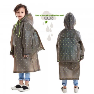 Ovida Thicker Reusable Brown Raincoat Rain Poncho Jacket Slicker star designfor Children Boy Girl Kids