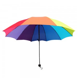 OVIDA 3 sulankstomas didelis skėtis aukštos kokybės pongee audinio vaivorykštinis skėtis