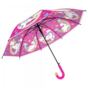 Clann fèin-ghluasadach Ovida PVC saor Clò-bhualadh sìoda aon-adharcach Umbrella Paraguas Parapluie Sombrellas for Kids