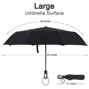 Ovida fuldautomatisk paraply mænds retro træhåndtag trefoldet ti knogle business paraply øger vindmodstanden