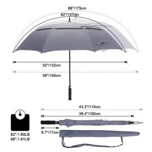 다양한 자동 개방형 방풍 맞춤형 이중 레이어 골프 우산을 사용하는 Ovid 고품질 내구성