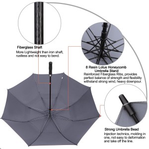 Ovid Kwalità Għolja Durabbli Użu Diversi Awtomatiċi Open Windproof Custom Double Saff Golf Umbrella