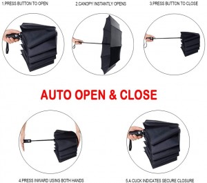 Ovida Spot 27 hüvelykes, 10 csontos, három összecsukható, teljesen automatikus biztonsági robbanásbiztos, egyszínű, automatikus napfényes kereskedelmi reklám esernyő
