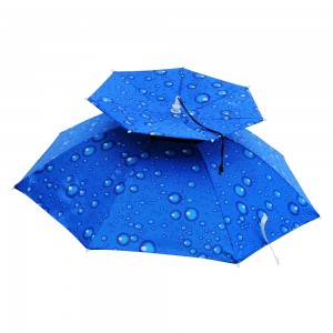Ovida Ventilateur d'extérieur pliable double portable pour la tête galvanisée à froid petit parasol de refroidissement avec ombrelle à chapeau à lumière LED pour la pêche