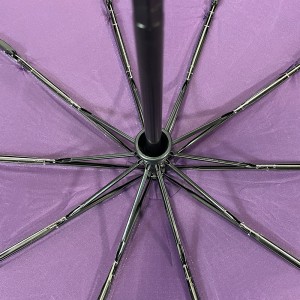 Овидиа врућа распродаја висококвалитетни кишобран отпоран на ветар, 3 преклопни УВ блок, сувенир, љубичасти кишобран, прилагођени логотип, кишобран за сунчану кишу