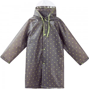 Ovida Thicker Reusable Brown Raincoat Rain Poncho Jacket Slicker star design for Children Boy Girl Kids