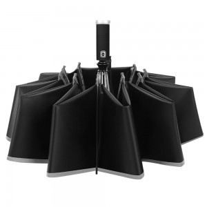 OVIDA 3 taittuva erikoissateenvarjo heijastava reuna ja LED valo sateenvarjo
