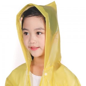 Ovida အိတ်ဆောင် EVA မိုးကာအင်္ကျီများသည် ကလေးများအတွက် ဦးထုပ်နှင့် Elastic Cuff Sleeves ပါသော ပြန်သုံးနိုင်သော Rain Poncho