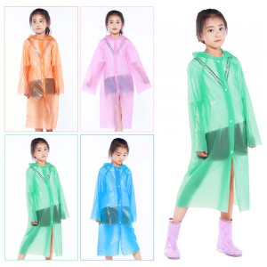 Kot hujan Ovida 2021 kalis air Eva Rain memakai baju hujan kanak-kanak fesyen ponco lutsinar