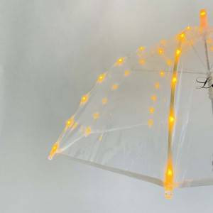 Ovida pielāgotas zvaigznes formas caurspīdīgs LED lietussargs