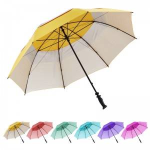 Ovida Manwal Ftuħ bl-idejn Custom Anti-UV Double Sayer Windproof Golf Umbrella