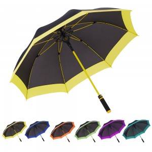 Parapluie de golf 54 pouces à l'épreuve du vent en fibre de verre pleine en noir et jaune d'Ovida