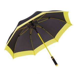 Ovida Custom Design შავი და ყვითელი სრული მინაბოჭკოვანი ქარგაუმტარი 54 დიუმიანი გოლფის ქოლგა